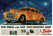 1940 Dodge Luxury Liner yellow 4-door sedan Arthur Radebaugh 2-page Vintage Ad picture