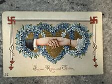 Antique Swastika Postcard Embossed Love Wedding Regards Affection Victorian picture