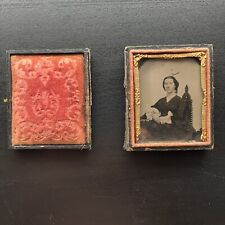 Antique Ambrotype Ninth Plate 1/9 - Young Elegant Woman Posing - Boston, MA picture