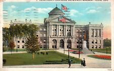 Toledo, OH, Lucas County Court House & McKinley Monument, 1929 Postcard e7366 picture