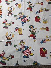 Vintage 60-70's Circus Print Cotton Fabric Clowns Lions Elephants 80” picture