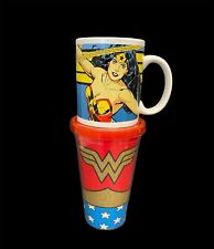 Vintage Wonder Woman DC Comics Super Hero Collectible Mug & Insulated Cup Set picture