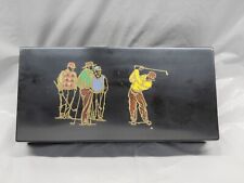 Vintage 1960s Couroc of Monterey hinged box with golfing scene / Golf #5456 picture