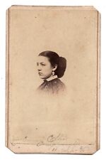 CIRCA 1880s CDV YOUNG CHRISTIAN LADY IN FANCY DRESS NAMED UNMARKED picture