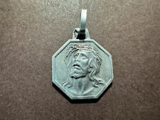 Silver Religious Medal Representing Jesus with the Crown of Thorns-Ref 140 picture