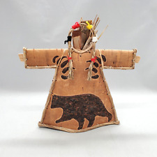 Native American Art Birch Bark Doll Bear Mother Earth Maliseet Artist Signed '13 picture