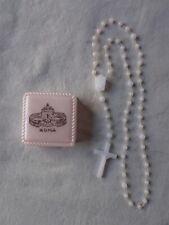 Vintage Roman Catholic Miniature Rosary w/ Box, White Plastic Round Beads, Roma picture