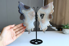 750g Natural Agate Quartz Crystal Hand Carved butterfly Healing picture
