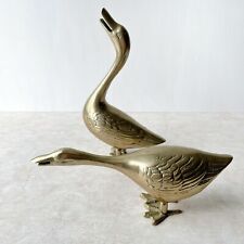 Vintage Pair of Leonard Solid Brass Geese Ducks Mid Century Brass Figurines 9