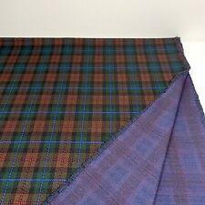 Double Knit Polyester Fabric Tartan Plaid Green Brown Blue 2.5 yds READ picture