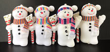 Vintage Christmas Ornaments Snowman Flocked 6” Set Of 4 picture