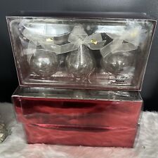 VTG Lot Of 9 (3) Boxes Large Glass Ornaments  With Tinsel Inside New In Box picture