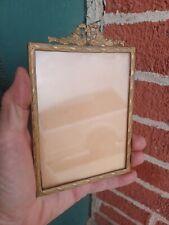 ANTIQUE FRENCH GOLD GILT BOW CREST MINIATURE PHOTO FRAME picture