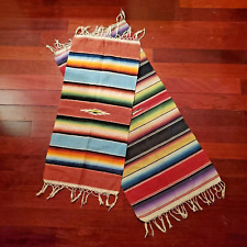 Mexican South American Serape Saltillo Blanket Woven Table Runner Set of Two picture