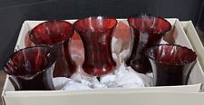 5- Vintage Homco/Home Interiors Red Glass Candle Holder Votives with Grommets picture