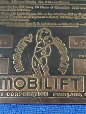 VINTAGE BRASS MIGHTY MIDGET MOBILIFT FORKLIFT LUBRICATION INSTRUCTIONS NAMEPLATE picture