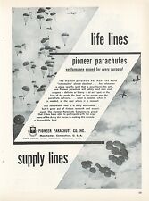 1953 Pioneer Parachute Co. Ad Chutes Landing Men & Supplies Military Parachuting picture