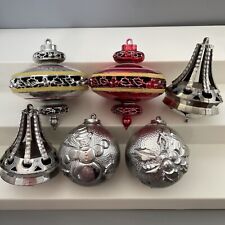 Vintage Bradford Filagree UFO ~ Spinning Top Teardrop ~ Ball Plastic Ornaments picture