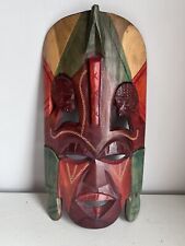 African Tribal Wooden Jambo Kenya Mask Hand Carved and Painted VTG picture