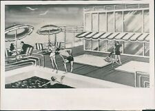 1946 Artists Depiction Of Modified C-3P Type Luxury Liner Deck Travel Photo 8X10 picture