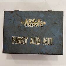 Vintage MSA First Aid Kit metal box blue some contents inside  picture