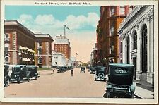 New Bedford Pleasant Street Scene Old Cars Massachusetts Vintage Postcard c1920 picture