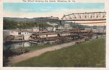 Postcard The Wharf Showing the Island c1920 Wheeling West Virginia Riverboat 336 picture