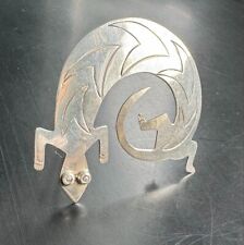 LARGE NATIVE AMERICAN 925 STERLING SILVER LIZZARD  BROOCH picture