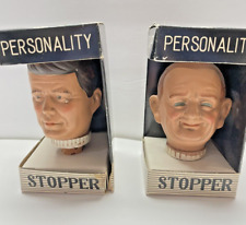 President John F. Kennedy & LBJ Bottle Stoppers / Wine Corks - With boxes - Rare picture