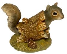 HOMCO Squirrel In Log Figurine 1986 Masterpiece Porcelain Vintage Mexico picture