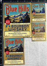 Blue Hills Bourbon Whiskey Label Set - MASSACHUSETTS picture
