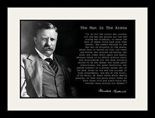 Theodore Teddy Roosevelt the Man in the Arena Quote 19x25 Matted Framed Poster picture