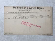 A493 Postcard Postal Card Peninsular Savings Bank Detroit MI MIchigan 1899 picture
