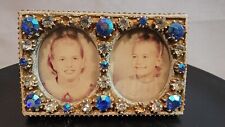 Small double Florenza Vintage faux Jeweled Mini Frame with stand picture