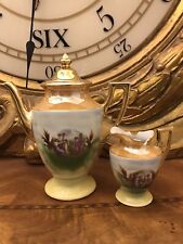 Vintage Figural Porcelain Teapot and Creamer. Lusterware?  Made In Germany.  G2 picture