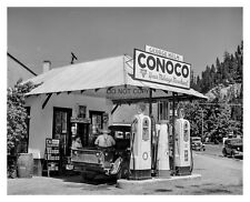 CONOCO GAS STATION OLD TRUCK OLD TRUCK 1941 OROFINO IDAHO 8X10 PHOTO picture