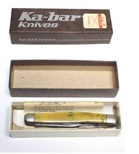 Rare Vintage KaBar Yellow Handle 3 Blade Folding Pocket Knife Olean picture