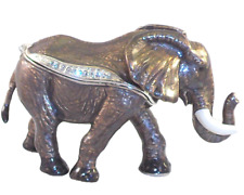 African Elephant Hinged  Trinket / Jewelry Box Pewter Bejeweled Kingspoint  picture