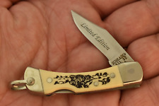 SCHRADE MADE IN USA SCRIMSHAW BULLFROG FROG TOAD LIL LOCKBACK KNIFE 511SC (15751 picture