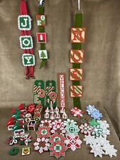 Handmade Vintage Lot of 54 Needlepoint Christmas Ornaments ~ Home Decor Craft picture