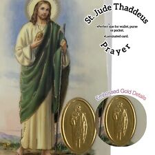 St Jude Thaddeus Prayer Card (3-Pack)-Laminated Holy Card-Gold Embossed Details picture