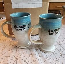 Pair Of Green Dragon pottery coffee mugs from Hobbiton Movie Set in NZ LOTR picture