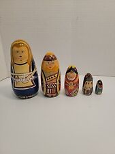 Vintage Wood Nesting Dolls Hand Painted  5 Dolls picture