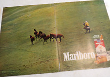 1971 Print Ad Marlboro Cigarettes Man Horse Cowboy Running Horses Herd Field picture