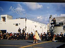 1955 Children Perform US Aircraft Carrier Sailors Nagasaki Kodachrome 35mm Slide picture
