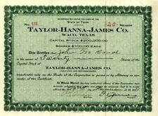 Taylor-Hanna-James Co. - Stock Certificate - General Stocks picture