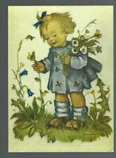 The Little Flower-Girl Little Girl Picking Daisies Blue Ribbon Signed Hummel CO7 picture