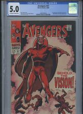 Avengers #57 1968 CGC 5.0 (1st app of Silver Age Vision)(Crack on side of Case) picture