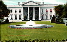 Vintage 1910's The White House, Front Lawn & Fountain, Washington DC Postcard picture