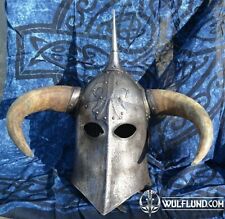 18GA Medieval DARK LORD, Fantasy Helmet With Horns With Leather Liner picture